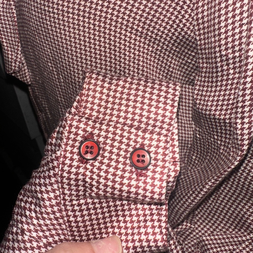 Red Checkered Button-Up Blouse - image 7